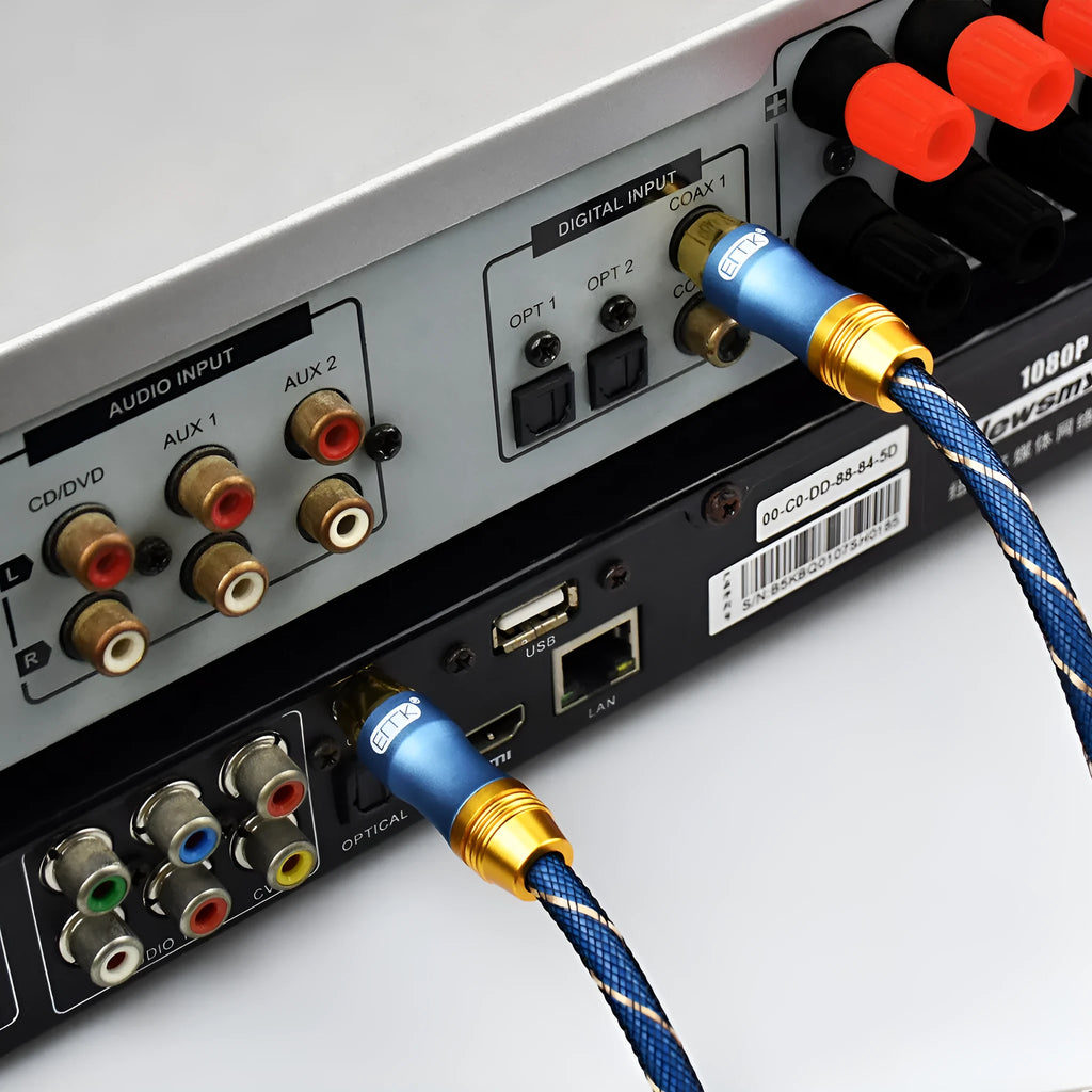 Digital coaxial audio cable 3 metres with gold-plated RCA plugs and blue screen design