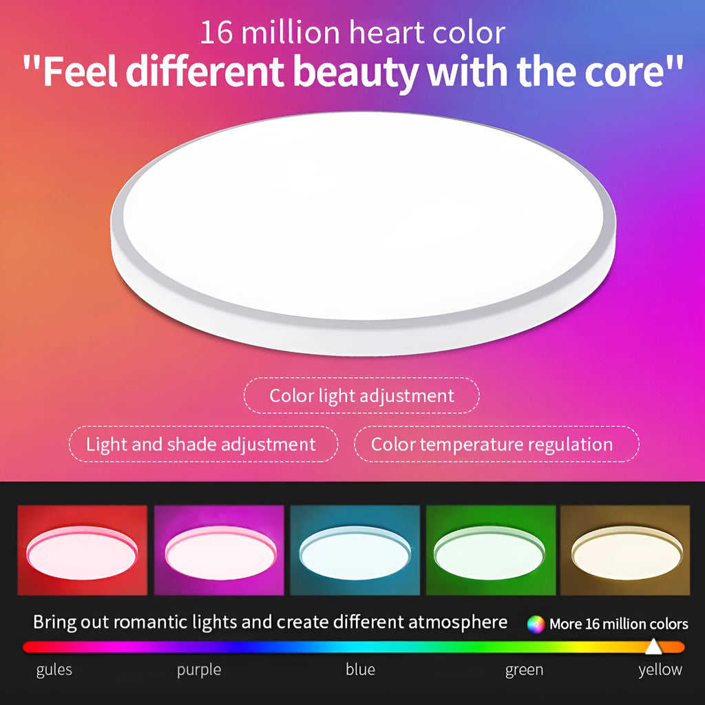 Black or white RGBCW smart ceiling lamp with full colour changing and dimming features