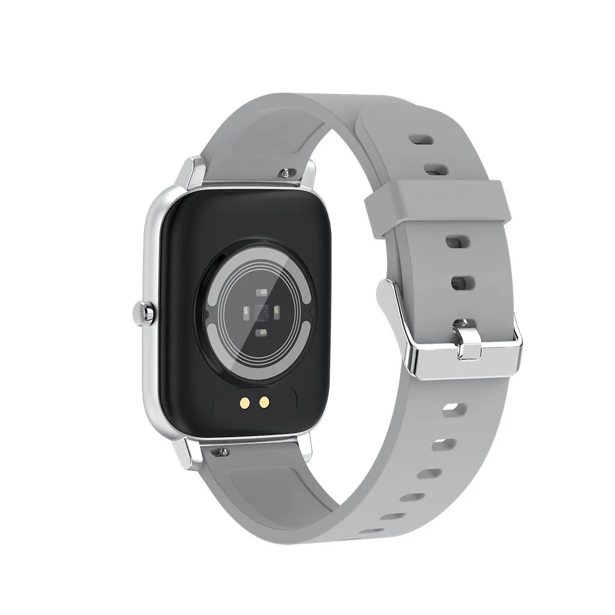 H80 smartwatch with black silicone strap showing ECG and heart rate data on its 1.69-inch screen.
