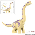 Small particles plastic building blocks dinosaur series KL3301-3305 bagged toy in cyan gray orange pink yellow