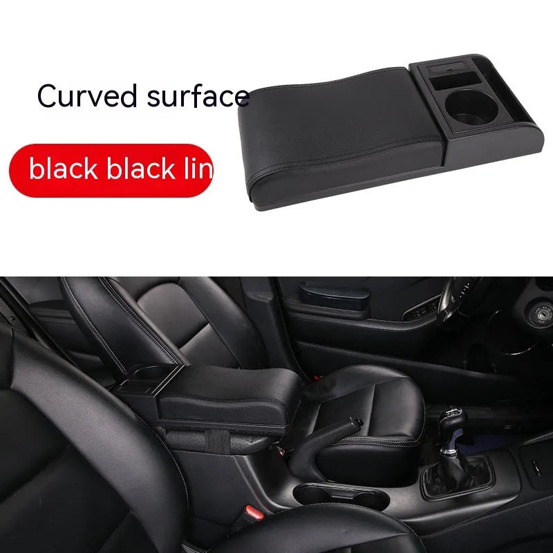 Universal car armrest cover for height increase in multiple colour options including black with red lines