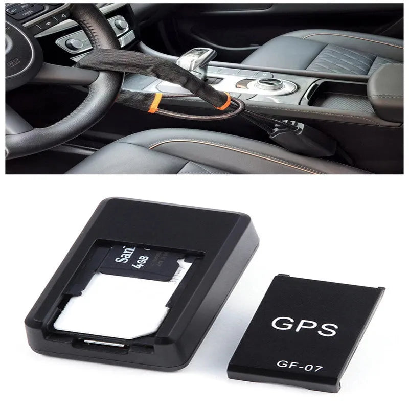 Small black magnetic GPS tracker device with USB cable for real-time vehicle and asset location tracking.