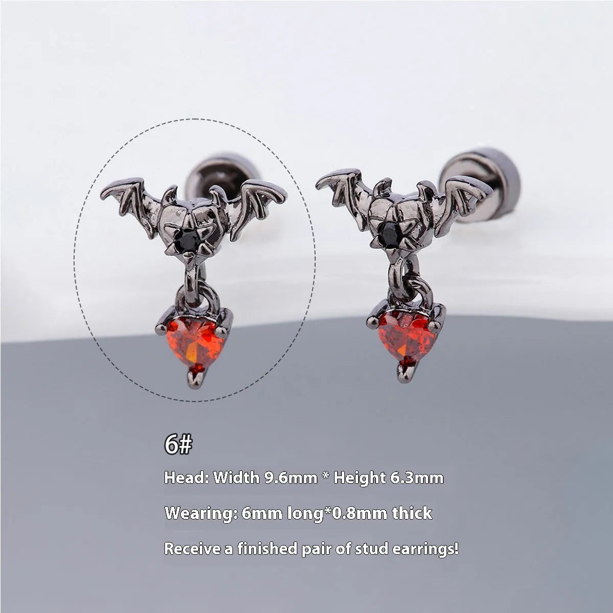 316L stainless steel Halloween drop earrings with real gold plating, skull and devil eye design, 6cm length, unisex