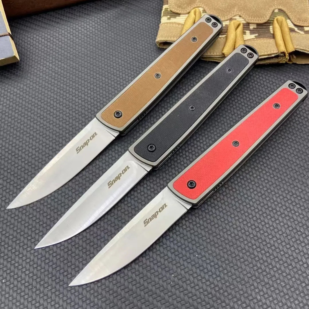Handmade folding fruit knife with stainless steel blade in open position showing 7cm blade and 10cm handle