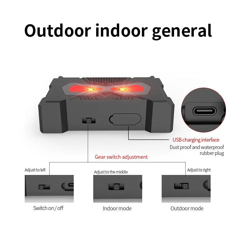 Black solar ultrasonic animal repeller for outdoor garden pest control