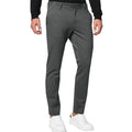 Men's tapered chino trousers in black stretch cotton blend fabric with zip fly and slim-fit silhouette