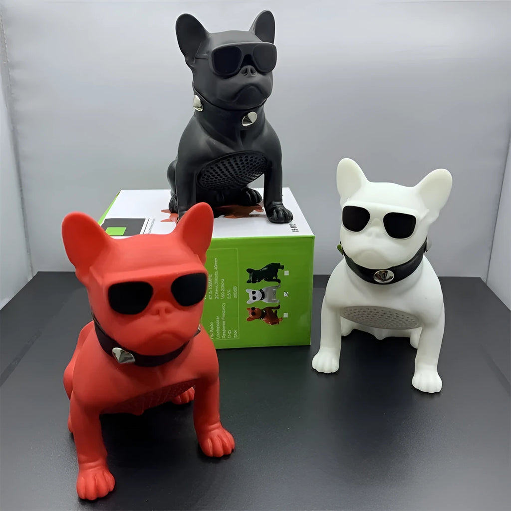 Mini full body bulldog shaped Bluetooth speaker in black, red or white colours