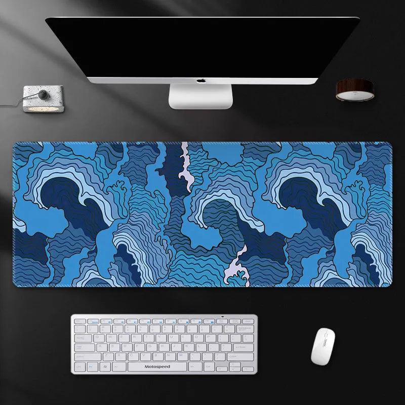 Black red art design XXL non-slip wear-resistant mouse pad on desk