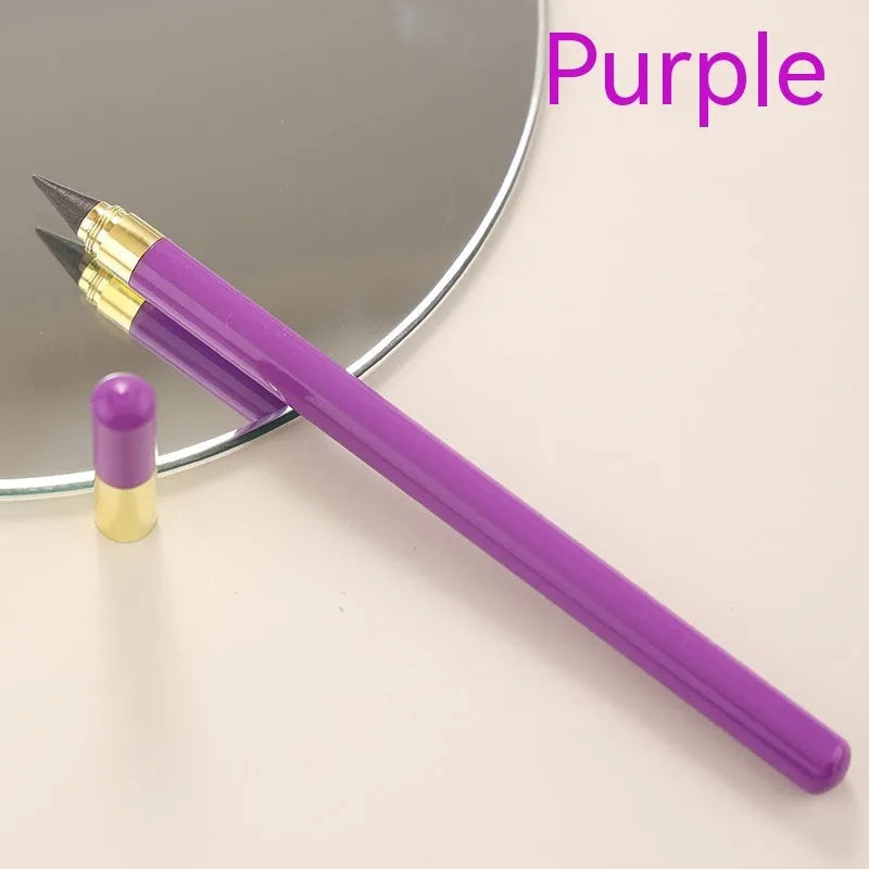 Transparent acrylic mechanical pencil with alloy pen head showing coloured refills