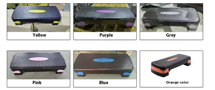 Grey Fit Step aerobic exercise platform on a home floor.