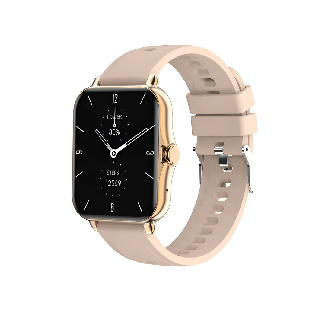 Smart watch with silicone wristband and 240x240 screen, available in white, pink, blue, black or mesh belt colours