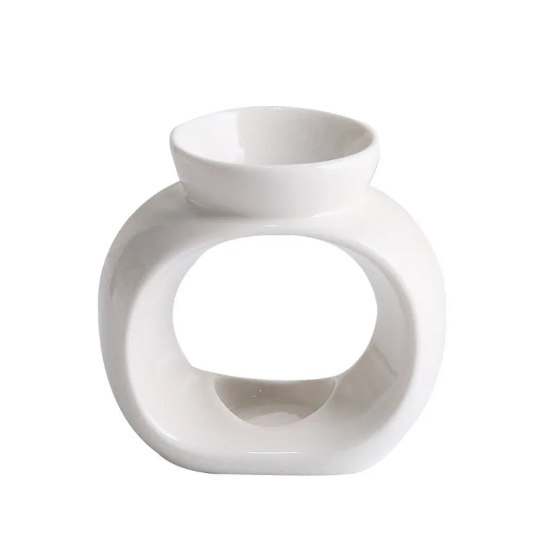 White Nordic style ceramic aromatherapy stove ornament with anti-dry burning decorative design