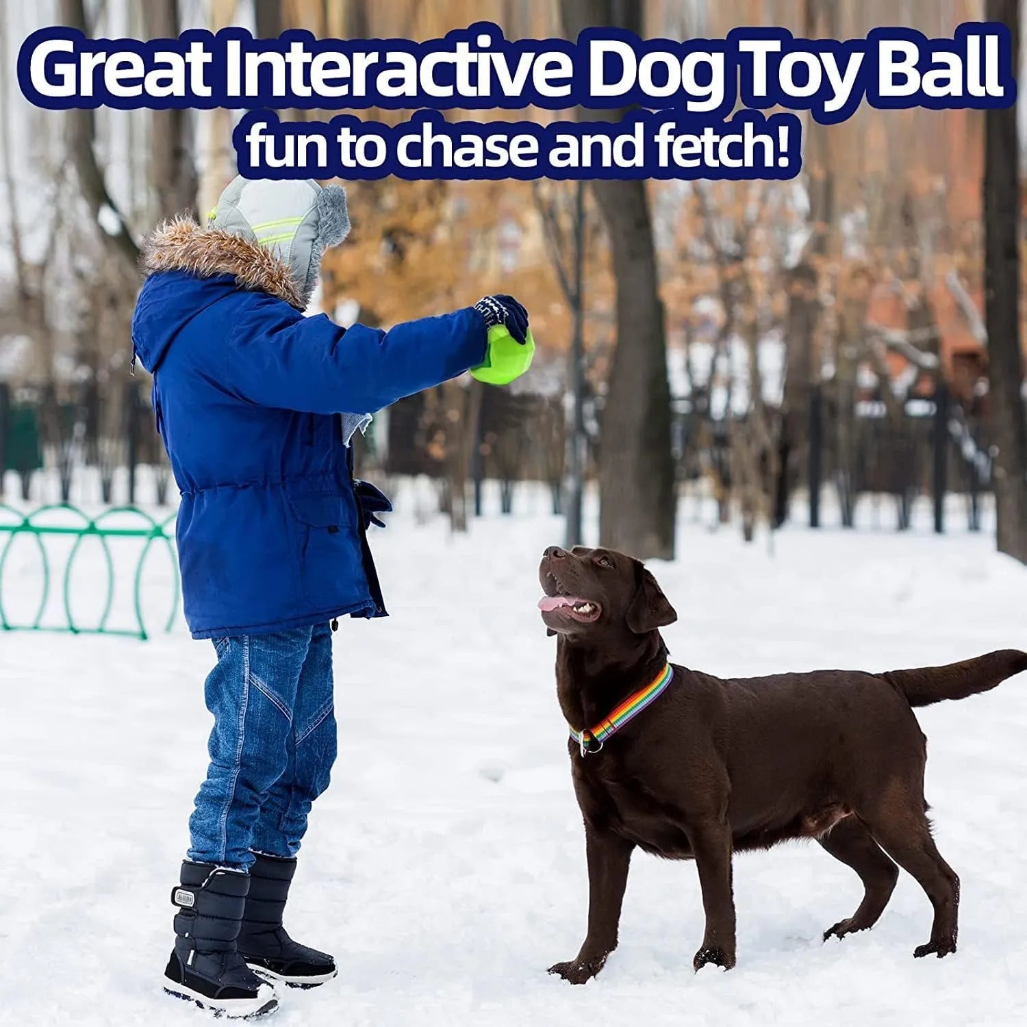 Green natural rubber squeaky dog chew ball for large aggressive chewers on a white background.