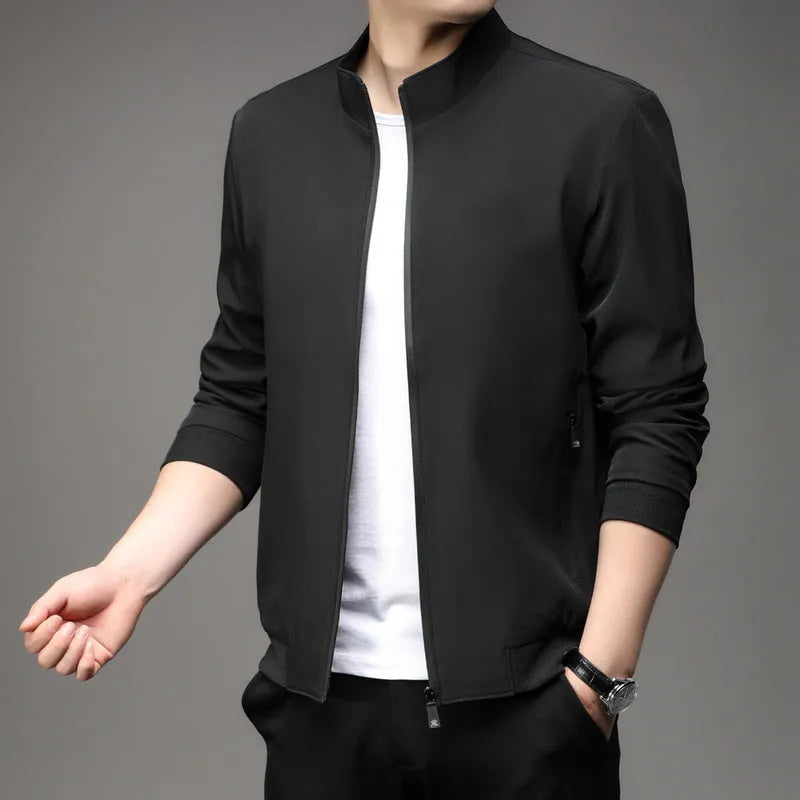 Korean style loose fit autumn jacket in various colours with zip closure and regular sleeves