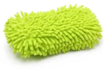 Silvery green chenille microfiber car wash sponge measuring 14x25cm