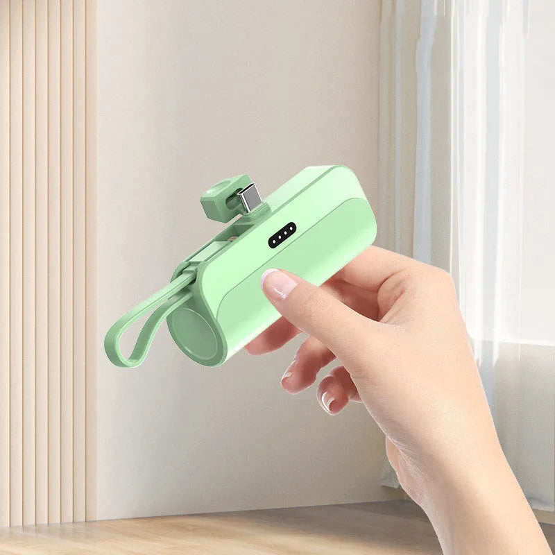 Capsule 20W fast charge folding bracket 5000mAh mini power bank in grey with built-in cables