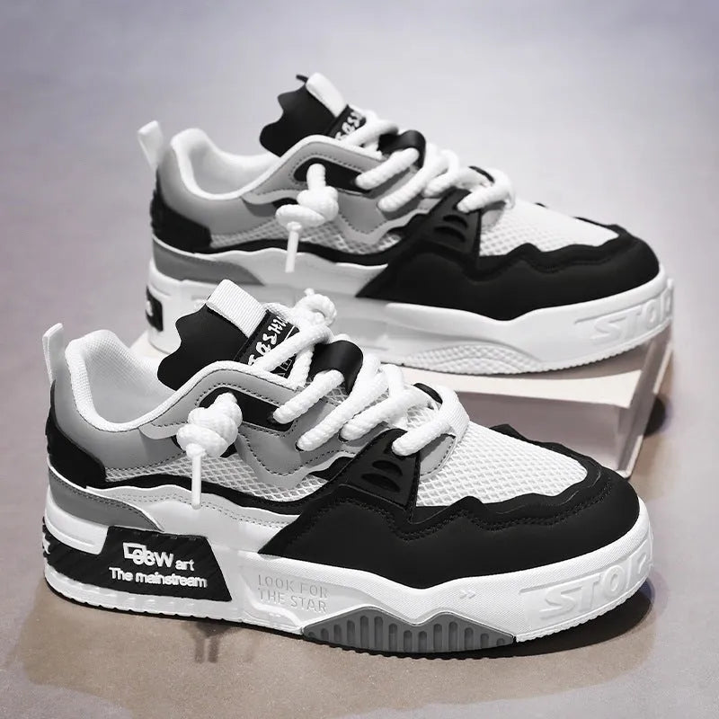 Men's white board shoes with rubber soles in low-top design showing beige, white/yellow, and white/black colour options