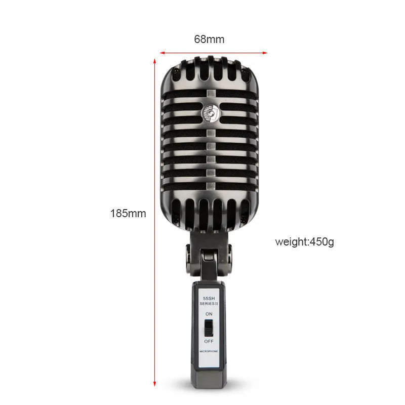 Retro-style USB condenser microphone with cable for computer K song recording and live streaming.