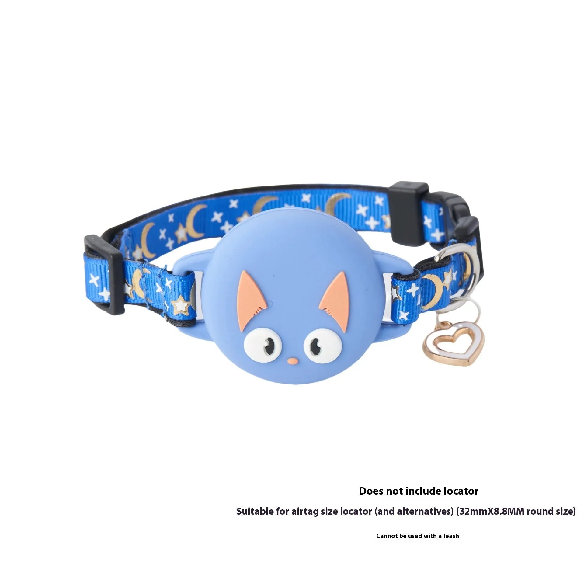 Pink adjustable cat collar with a built-in white plastic case for an Apple AirTag, shown on a size S setting.