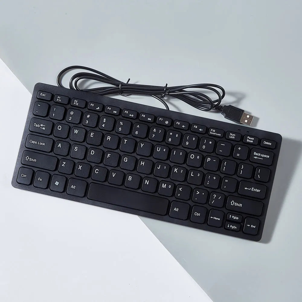 USB wired mini keyboard in black, white, pink or blue colours with 1.3 metre cable