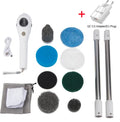 White lithium rechargeable handheld cleaning ball with accessories on white background