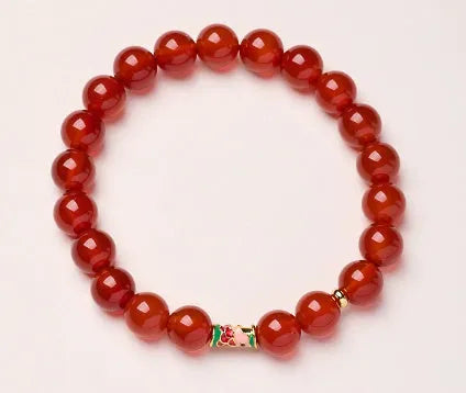 Tigereye small fish pendant handmade beaded bracelet with natural stone beads in 6mm size