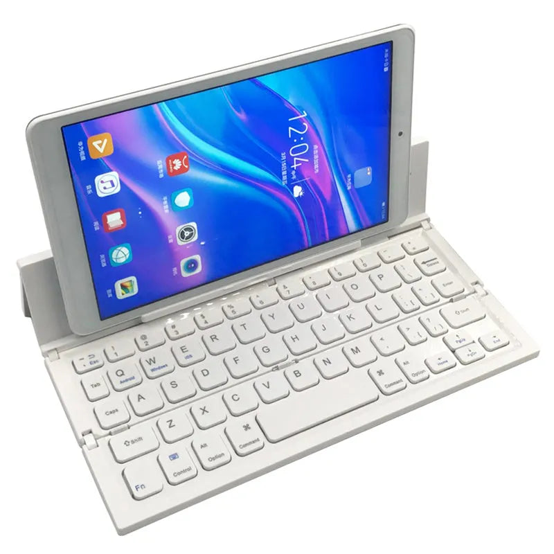 Black or white 5.8-inch folding Bluetooth keyboard with aluminium bottom cover for tablets
