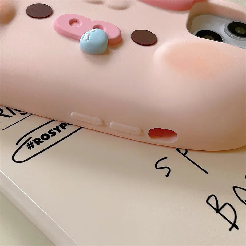 Silicone snot pig phone case for iPhone, all-inclusive cartoon cover with embossed anti-fall design