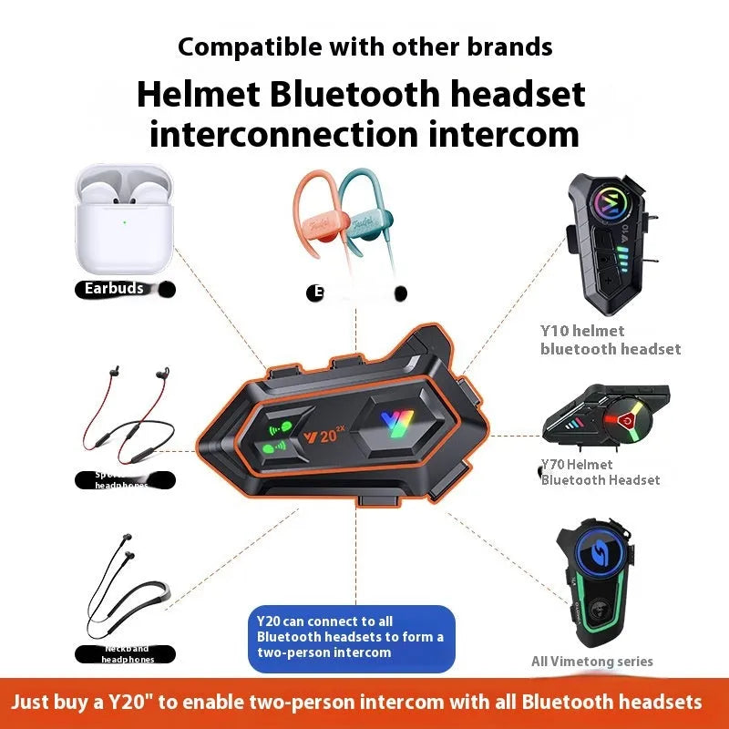 Black motorcycle helmet Bluetooth headset with touch buttons and microphone for riders