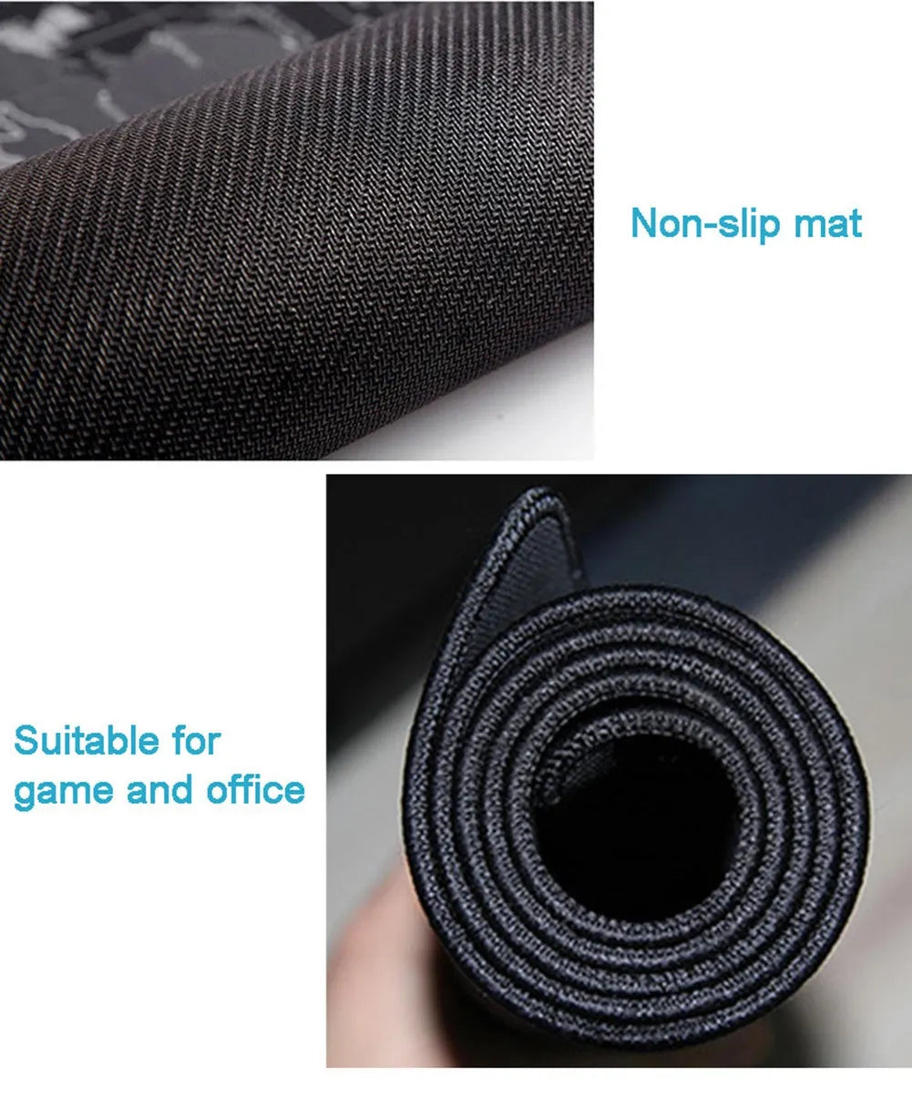 Custom cartoon large desk mouse pad with keyboard and mouse on non-slip natural rubber base