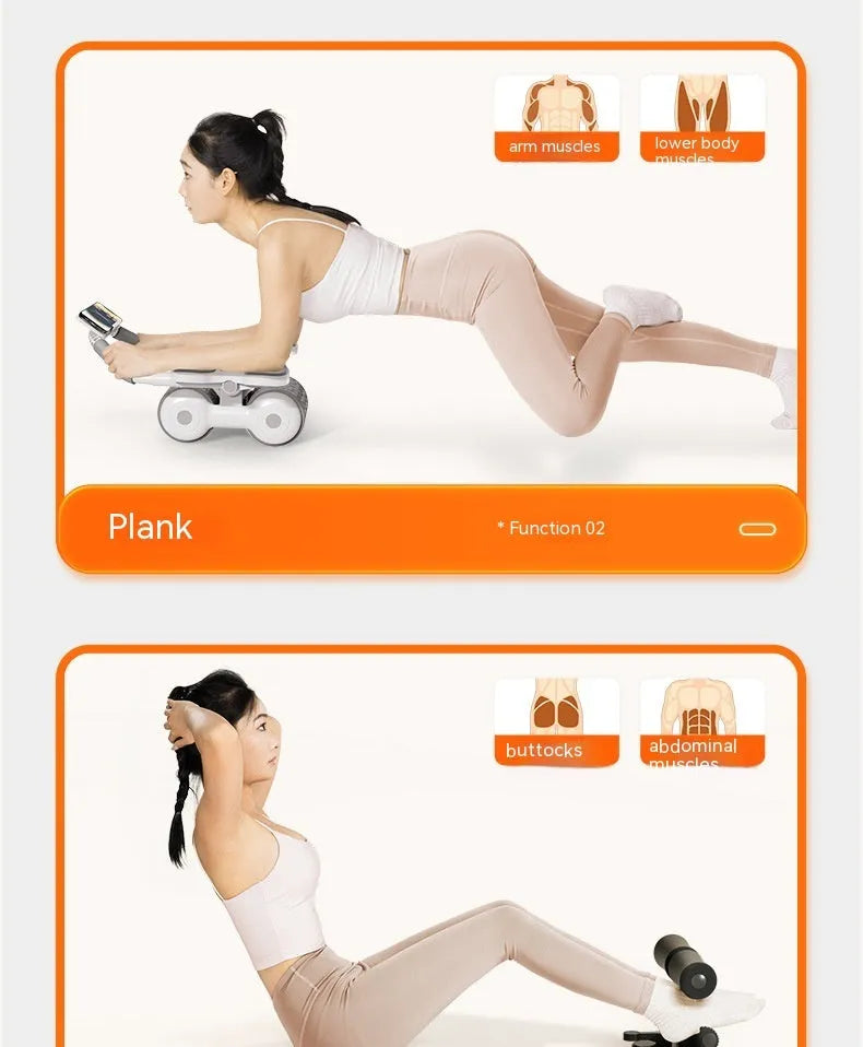 White belly roller fitness equipment with LED timing display screen