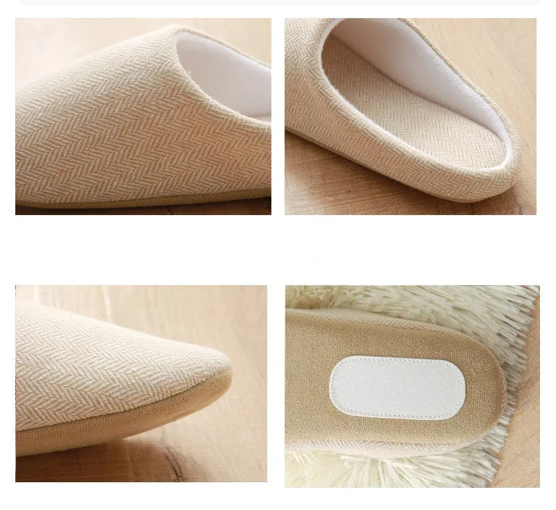 Men's black cotton indoor slippers with soft anti-skid sole, autumn season, size 280mm