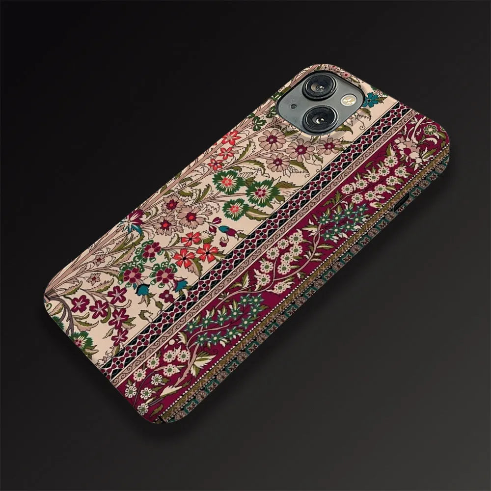 Advanced pattern plaid phone case with thermal transfer floral print back cover for Apple iPhone 11 to 16 series