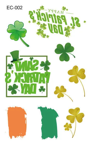 St. Patrick's Day clover tattoo sticker paper for children's face decoration measuring 120 × 75mm