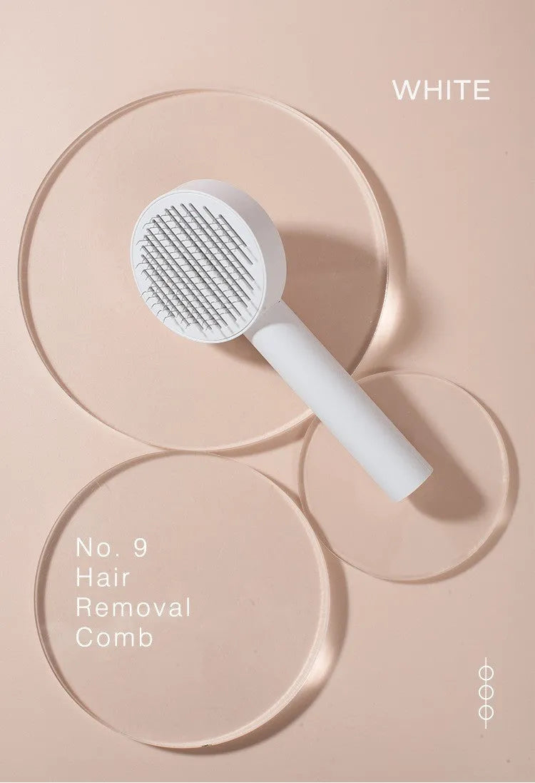 One-click self-cleaning pet comb with fine stainless-steel needles, 177 x 45 x 73mm, for dogs and cats