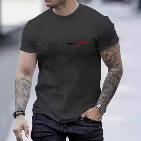 Men's slim fit printed polyester mesh top with short sleeves in various colours