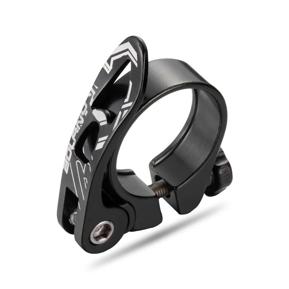 Aluminium bicycle seat post clamp in black, blue, gold, or red colour for 31.8mm or 34.9mm seat tubes