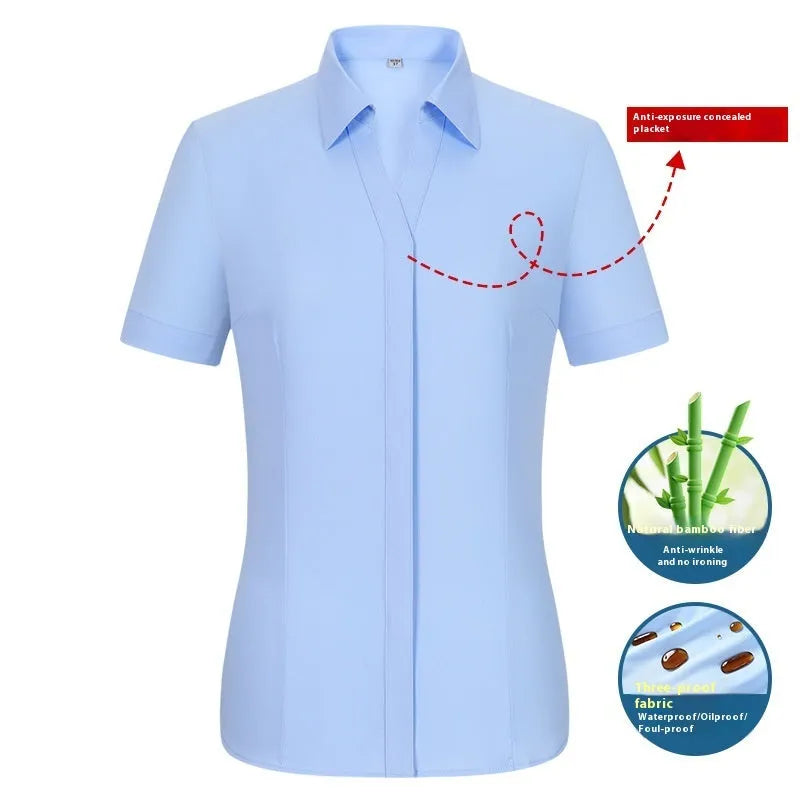 Men's slim fit waterproof bamboo business shirt with square collar and long sleeves