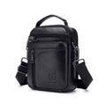 Black genuine leather retro style mens shoulder messenger bag for business casual and travel