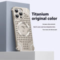 Hollow magnetic suction alloy phone case for iPhone in black, silver, gray, purple, and blue