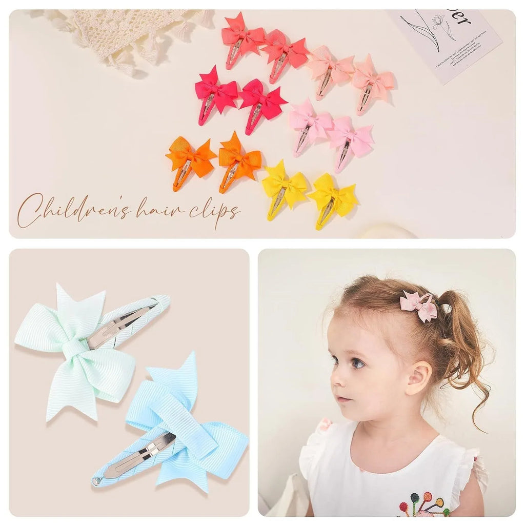 40-piece set of baby hair bows with grosgrain ribbon and fully wrapped snap clips