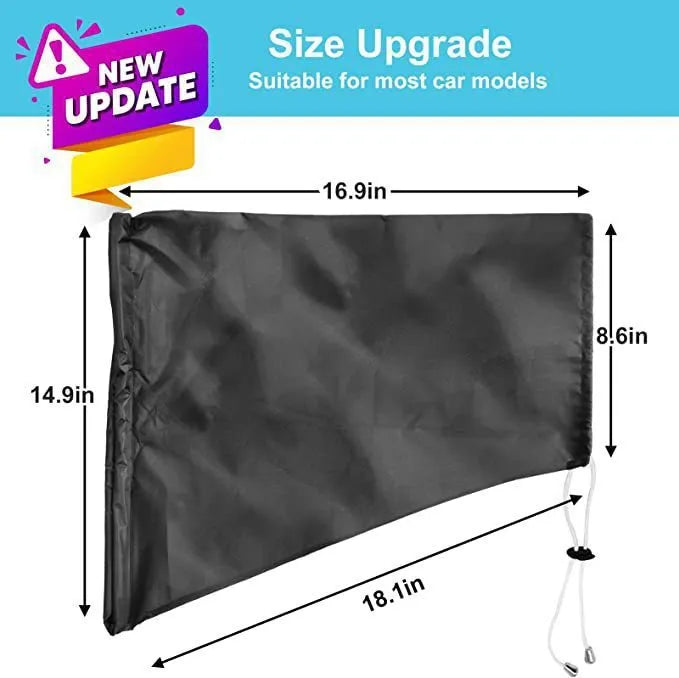 Grey waterproof drawstring cover for electric vehicle charging port measuring 28x45x16cm