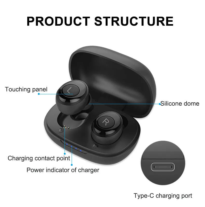 H001 Rechargeable Bluetooth Digital Headset Sound Amplifier in black for swimming and wading sports