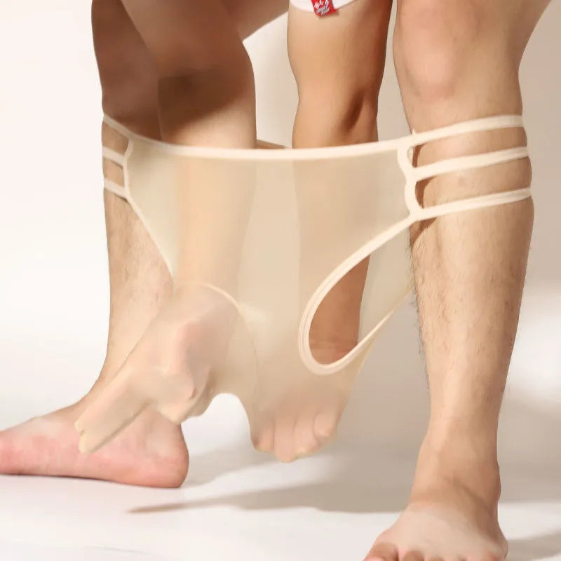 Men's transparent nylon elephant nose shorts in free size with mid waist design