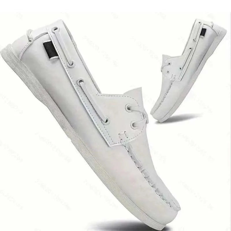 Men's British style casual shoes with artificial PU upper and round toe flat heel design