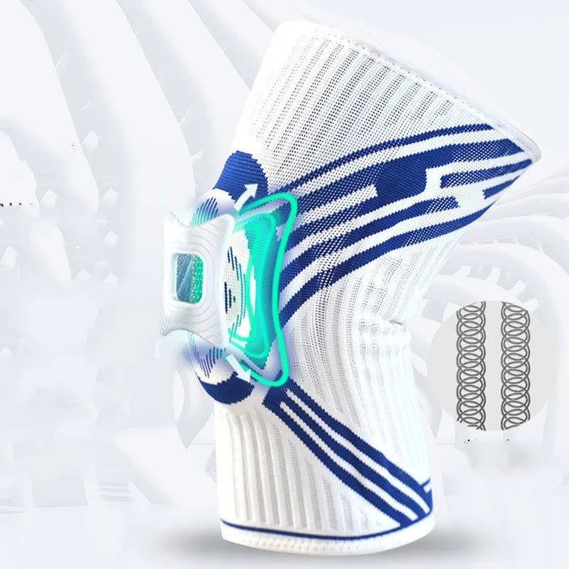 Adult cotton knee pads in blue, grey, and yellow colours, shown for sports like basketball and running.