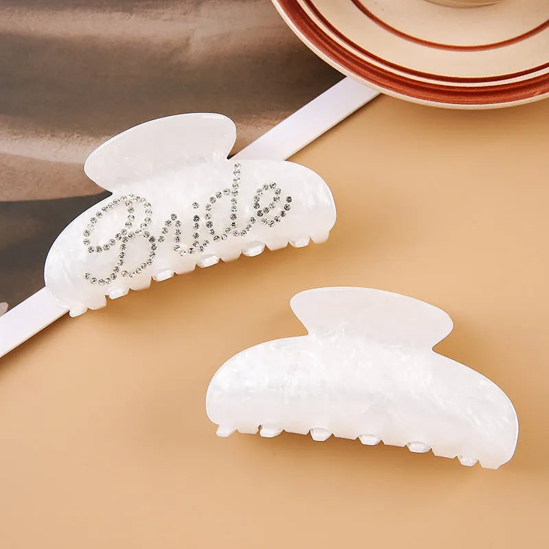 Multi-diamond acrylic shower shark hair clip barrette with spot drill pattern