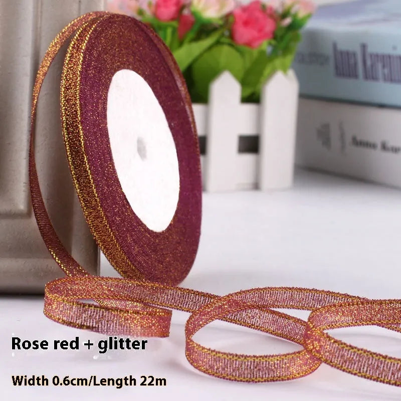 Polyester gift packaging ribbon roll in selected colour, 0.6cm wide decorative band