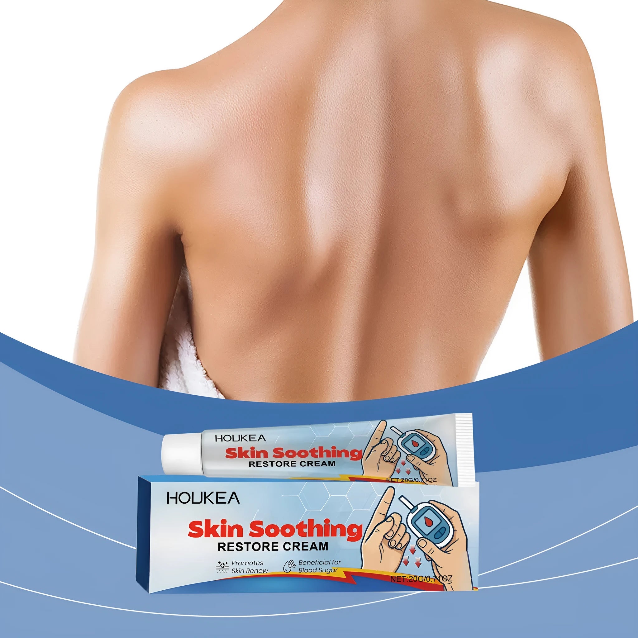 20g container of body and neck care cream with botanical ingredients.