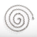 Silver stainless steel men's punk ring buckle necklace with O-ring chain and copper zircon pendant on dark background
